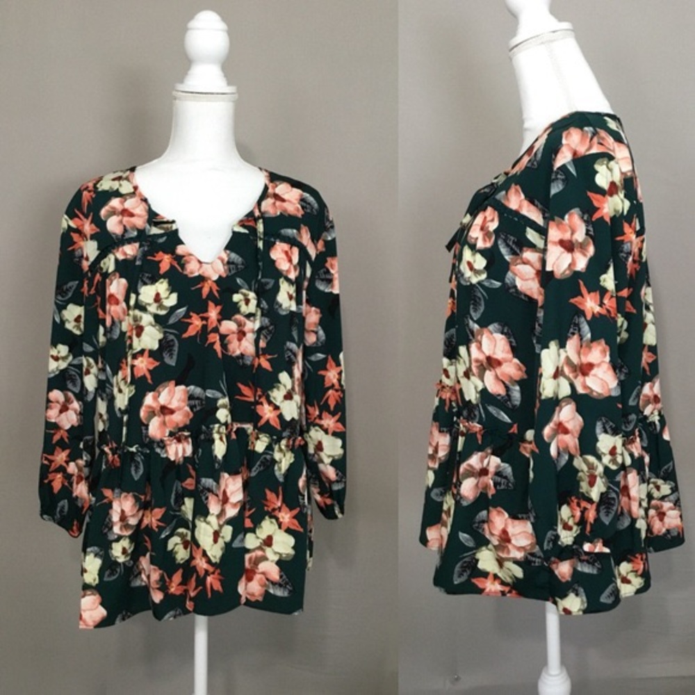 Floral Blouse with Cut Out Detail